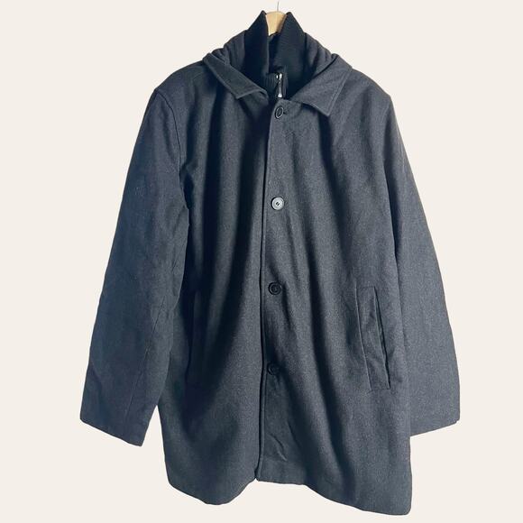 Kenneth Cole Reaction Men’s Black Wool Blend Dickey Coat Size XXL - Picture 1 of 9